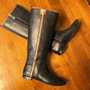 Tory Burch Erica Two Tone Tall Leather Riding Boots.